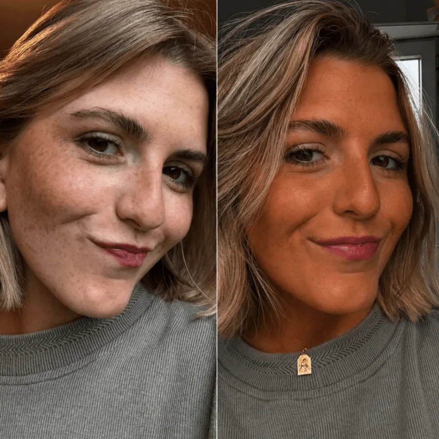Second before and after tanning visual